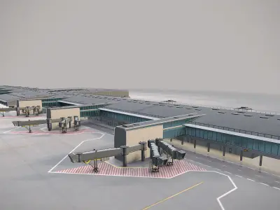 Airport Terminal Satellite4 LFPG Low-poly 3D model
