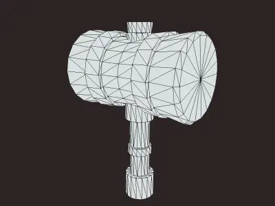 Wooden Hammer Low-poly 3D model