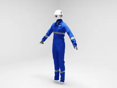 Oil and Gas worker uniform with safety equipments 3D model