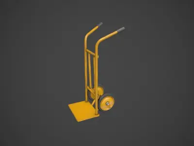 Yellow Sack Truck Low-poly 3D model