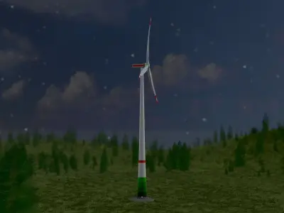 Wind turbine E1 H-160 RD 138m Animation and Foundation Low-poly 3D model