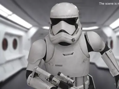 Dirty First Order Stormtrooper with Blaster Running  purchase 3D model