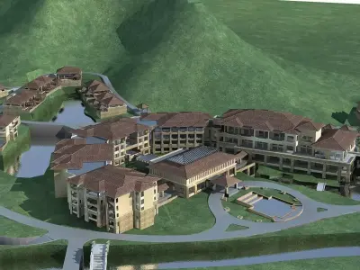 Villa resort on hillside 3D model