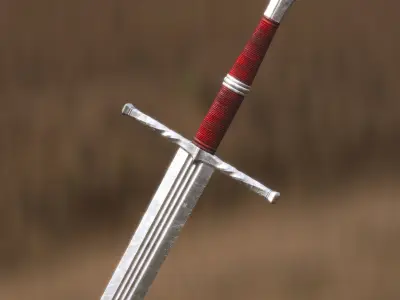 Medieval Sword for Games and Cinematics 01 Low-poly 3D model