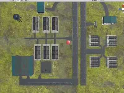 Low Poly game ready air field with helicopters and aircraft Low-poly 3D model