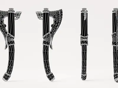 Axe Sci-fi realistic low-poly weapon for games and renders Low-poly 3D model