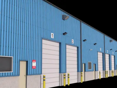  6 PBR Blue Industrial Buildings Collection 