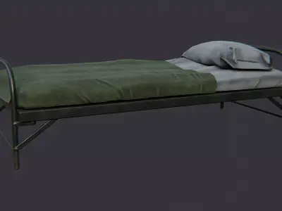 US Army Barracks Bed for Interior Scenes Low-poly 3D model
