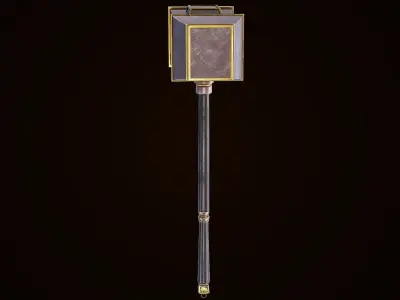 Battle Hammer 02 All PBR Unity UE V-Ray Textures Included Low-poly 3D model