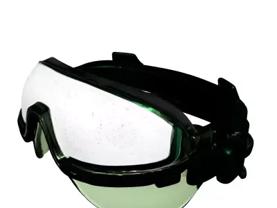 Tactical Green Safety Goggles Low-poly 3D model