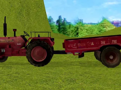 Old Farm Tractor Low-poly 3D model