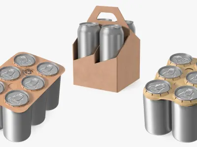 Paperboard Packaging with Aluminium Cans Collection 3D model
