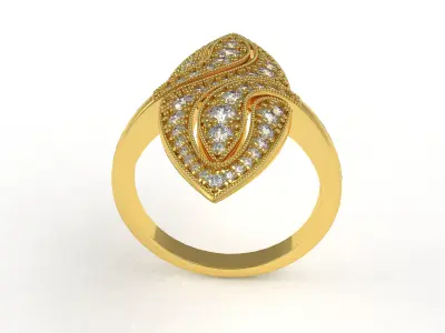 Antique Marquise Shape Diamond Ring 3D print model