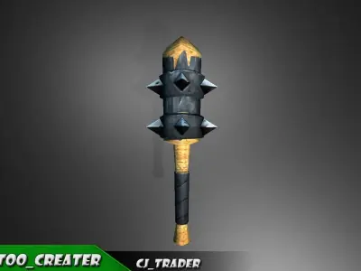 Bladed Mace Low poly Fantasy 3d model Low-poly 3D model