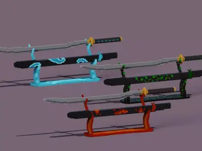 catans with the elements 3D model