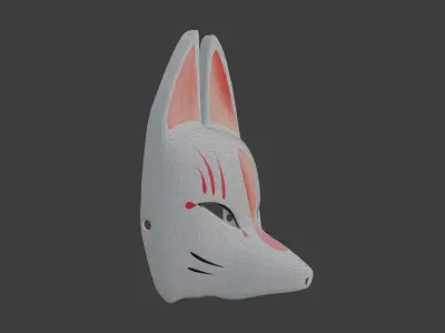 Kitsune masks 2in1 Noh Theatre Mask Japanese  3D model