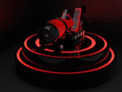 snowmobile gun on table with lights 3D model