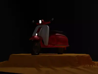 LOW POLY SCOOTER in desert Low-poly 3D model