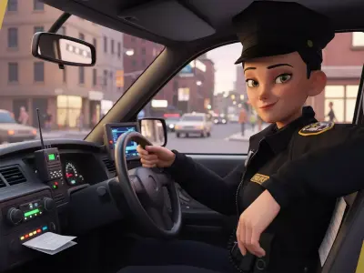 Toon Police woman 3D Character Female Law Enforcement Low-poly 3D model