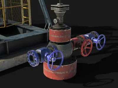 Low Poly Pumpjack  Low-poly 3D model