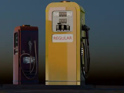 Vintage Gas Pump Pack - Retro Fuel Dispenser Low Poly PBR Low-poly 3D model