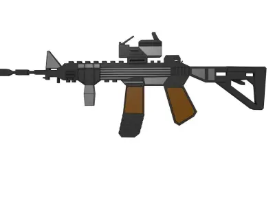 Machine gun  Low-poly 3D model