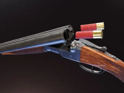 Colt 1883 Shotgun Low-poly 3D model
