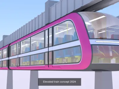 Elevated and maglev trains collection 3D Model Pack