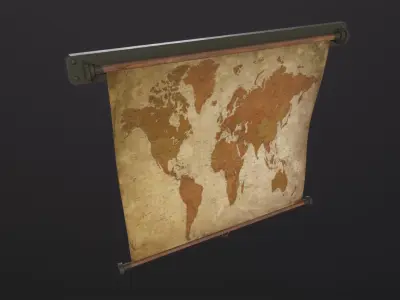 Old World Map 3D Model Low-poly 3D model