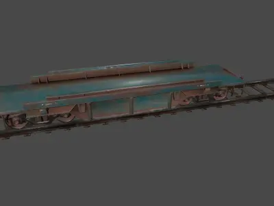 train 1 metal conveyor belt Low-poly 3D model