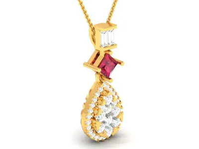 Princess Stone Pendant Women 3dm STL FBX OBJ Render Details 3D print model
