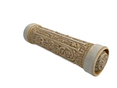 Ornate Carved Cylinder Container Low-poly 3D model