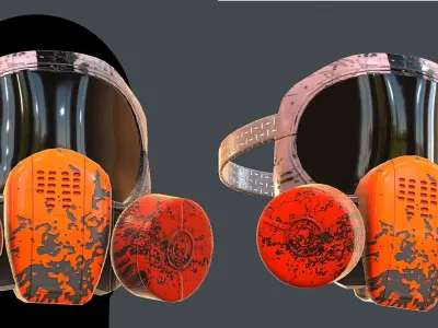 Gas mask helmet 3d model scifi Low-poly  Low-poly 3D model 32