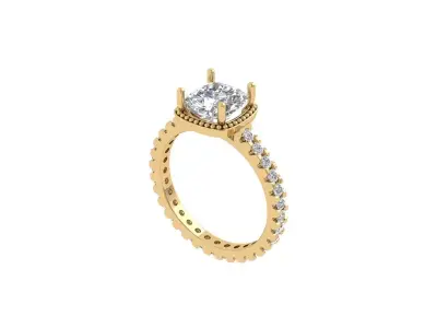Cushion Solitaire Ring 3D print model shop