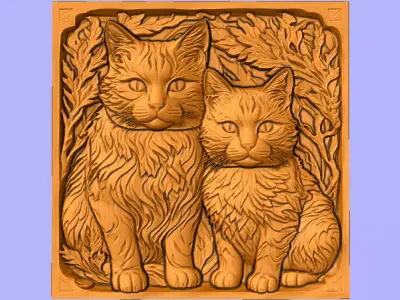 QUADRO DECORATIVO GATOS 3D model