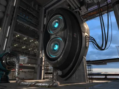 Interplanetary Starship Parked in a Hangar 3D model