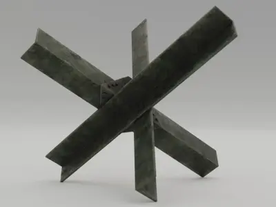 5 Hedgehogs Ant-tank - Low Poly Low-poly 3D model