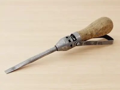 Vintage German Ratchet Screwdriver Low-poly 3D model