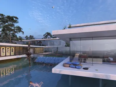 Modern beach house Revit and Lumion 3D model