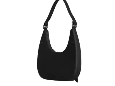 Black Leather Baguette Bag 3D model