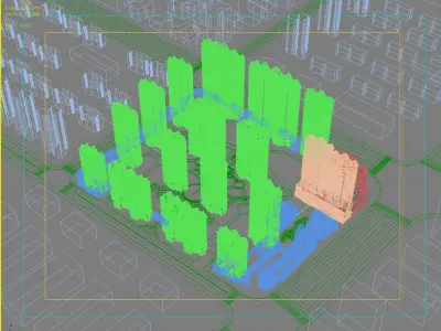Architecture apartment building in city 3D model