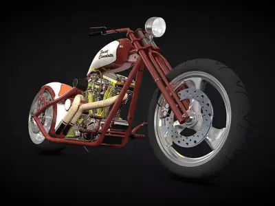 Custom red chopper - High-Poly Resolution 3D model