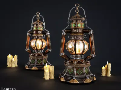 Lantern Low-poly 3D model 10