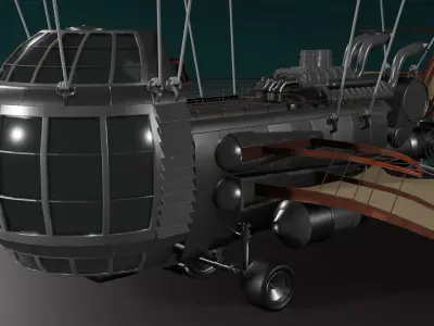 airship airplane with parachute 3D model