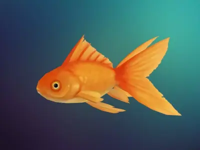 Lowpoly Hand painted GoldFish Low-poly 3D model