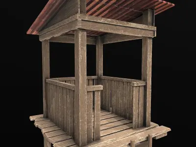 Wooden Guard Tower1 Low-poly 3D model