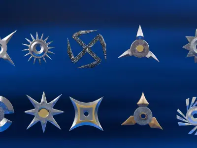 Shuriken Low-poly 3D model 7