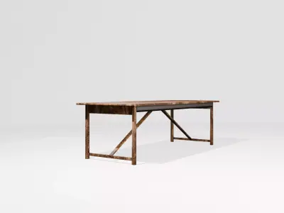 Game Ready - Wooden Industrial Table Low-poly 3D model