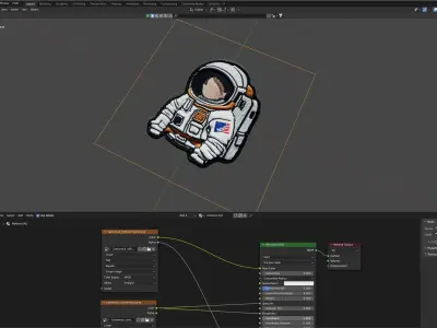 Astronaut embroidered patch v1 Low-poly 3D model