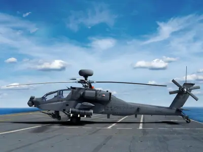 AH64E Apache Longbow Helicopter Gray Rigged Low-poly 3D model